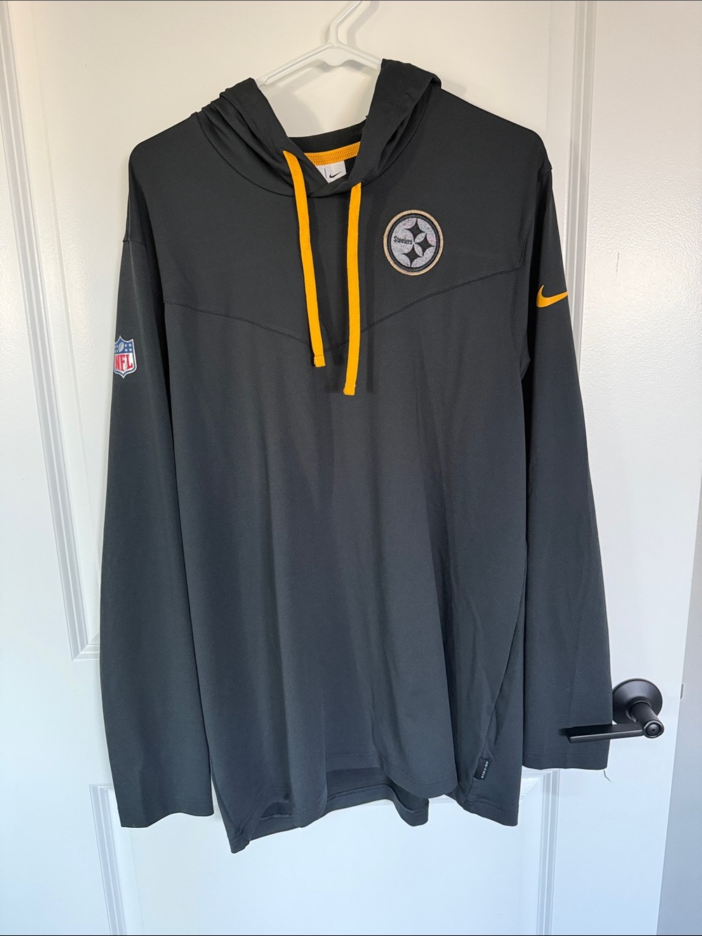 Nike Black Pullover Hoodie with Gold Drawstrings